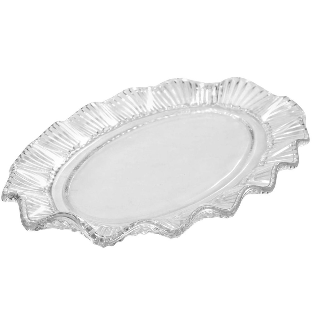 Prato Linx Oval Vidro 25,4x16,6cm Elegância  para Sua Mesa
