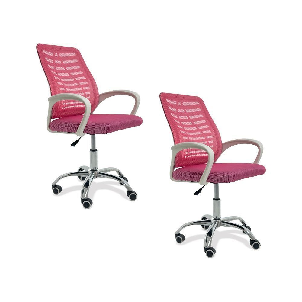 Kit 2 Cadeiras De Escritório Esteirinha Mesh Ergonômica Rosa em Oferta na Shopee