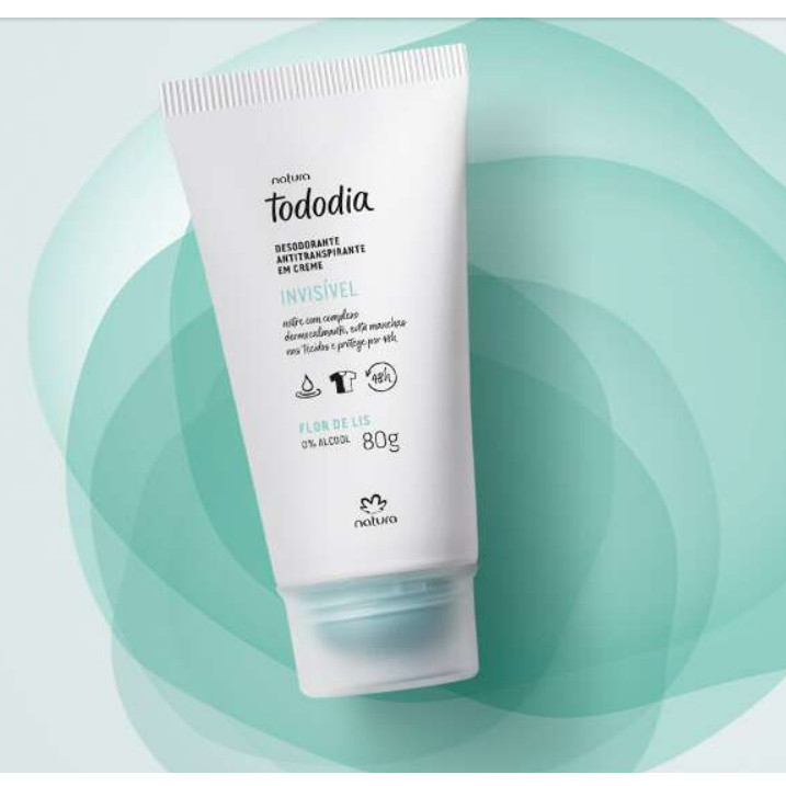 Desodorante Antitranspirante em Creme Tododia Flor de Lis 80g, Natura Cosméticos, Original, novo, vegano