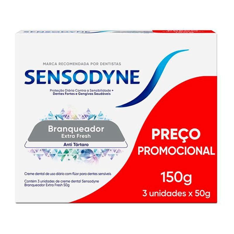 Kit Creme Dental Sensodyne Branqueador Extra Fresh 3 Unidades 50g Cada em Oferta na Shopee