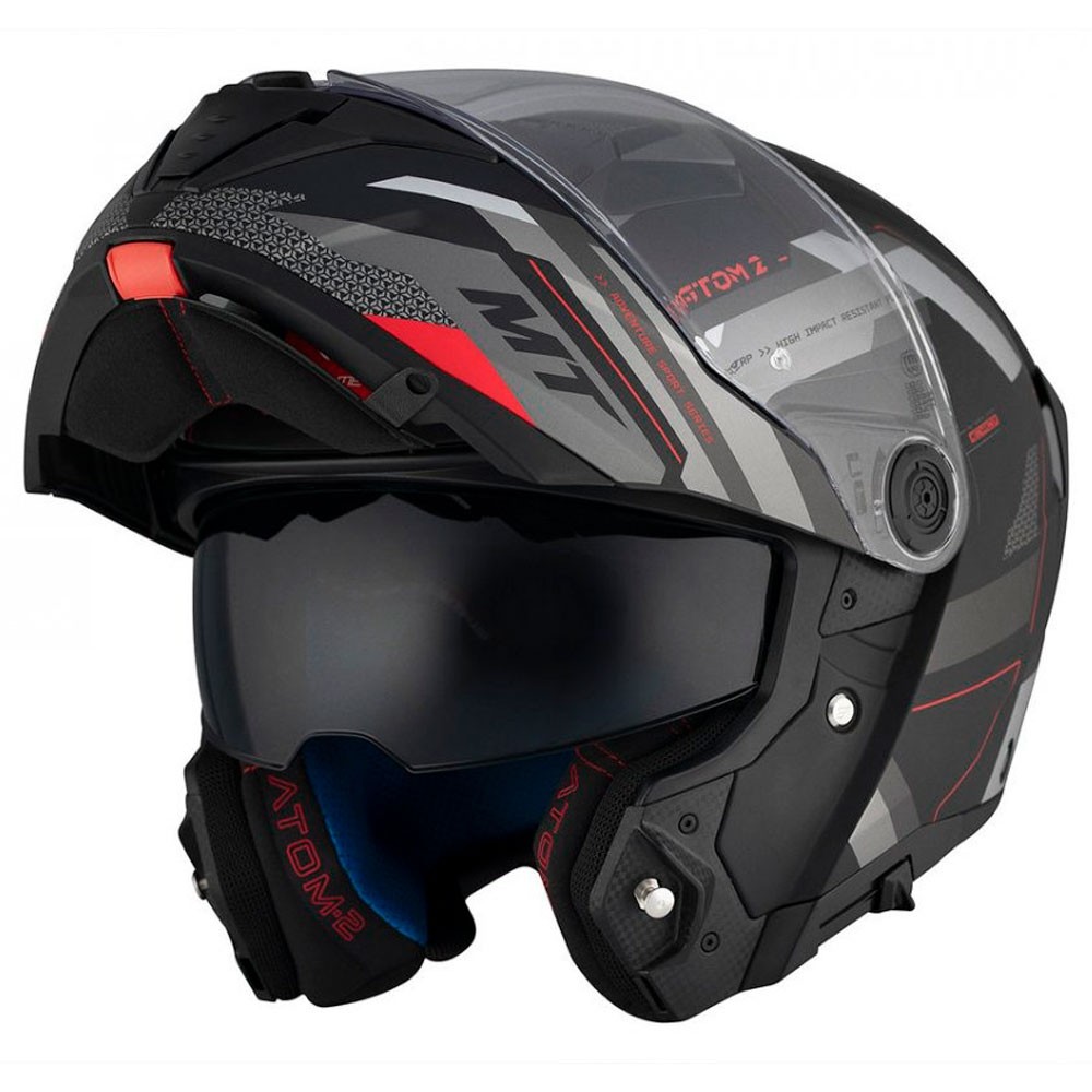 Capacete MT Helmets Atom 2 Bast D5  Preto Cinza Fosco Escamoteável Articulado Robocop