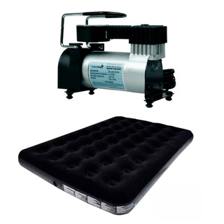 COLCHAO INFLAVEL CASAL DELUXE COMFORT PRETO - BEL (P55) + MINI COMPRESSOR DE AR AUTOMOTIVO IWMCA30020 em Oferta na Shopee