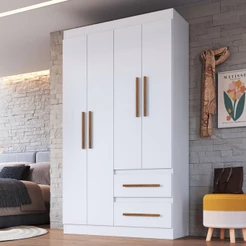 Guarda-Roupa Solteiro Palermo 4 Portas 2 Gavetas 100% MDF - Doripel Móveis