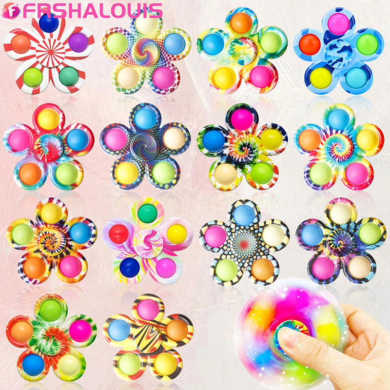 Cinco dedos camuflagem bolha música rotativa dedo Spinner ventilação imprensa descompressão Silicone brinquedos infantis