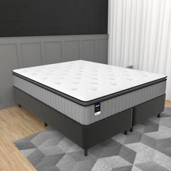 Cama Box King 193cm Colchão Molas Ensacadas Gazin Tower HF25 e Base 2CEN