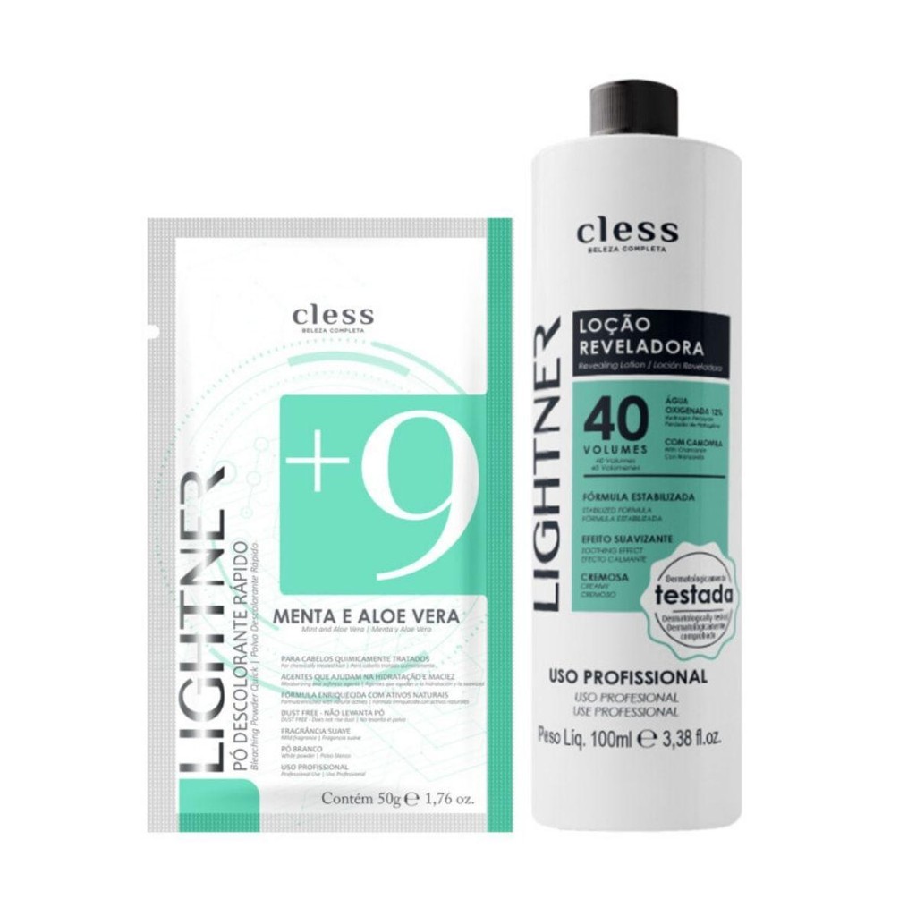 Kit Lightner 2pc (Agua Oxigenada 40vol 100ml + Pó Descolorante 50g) em Oferta na Shopee