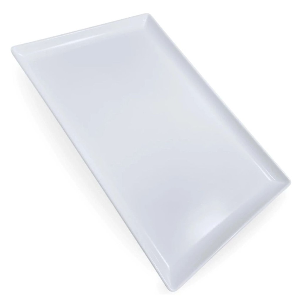 Prato Retangular Melamina Grande 35X24 Cm Travessa Branca Plástico Tábua Self-service Sushi Bestfer