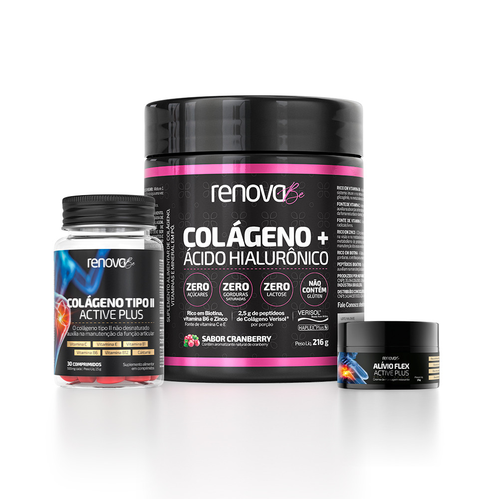 Kit Colágeno Verisol + Tipo 2 Ossos + Alivio Dores Renova Be - Health