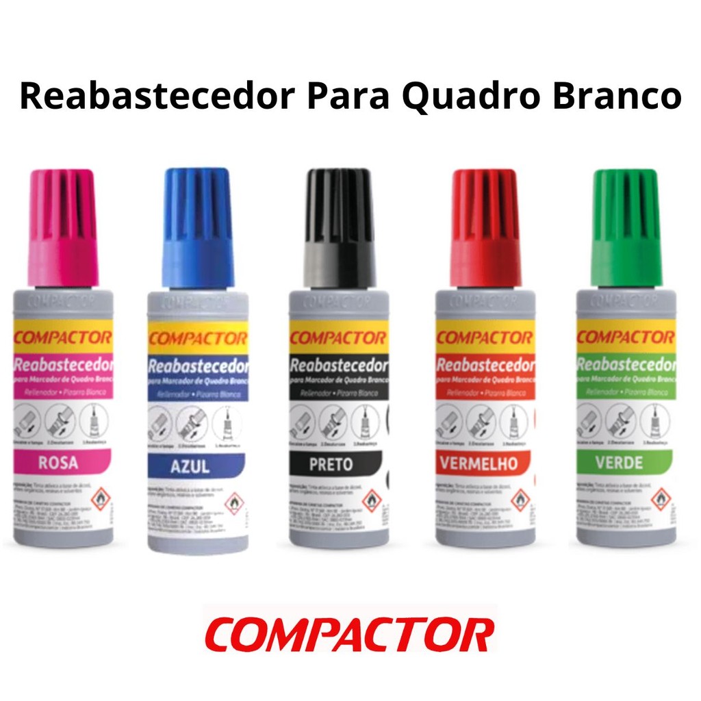 Reabastecedor  Refil Para Quadro Branco Compactor  30ml  - Todas as Cores em Oferta na Shopee