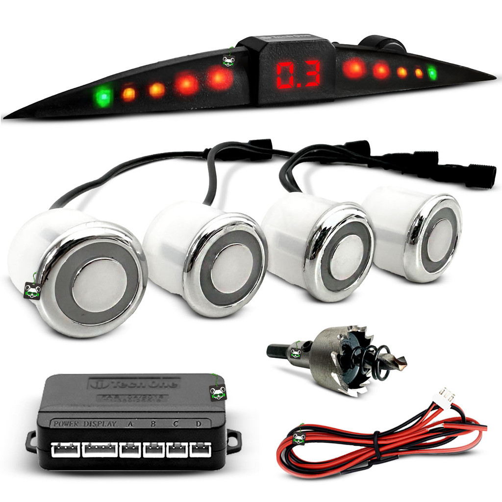 Kit Sensor Estacionamento Cromado Para-Choque Metal Techone em Oferta na Shopee