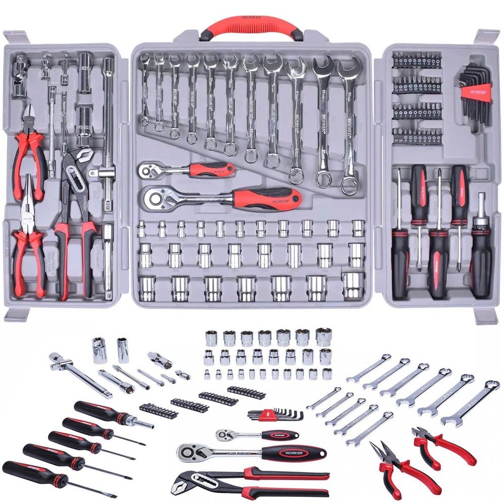Jogo de Ferramentas 110 Peças Profissional CR-V Worker em Oferta na Shopee