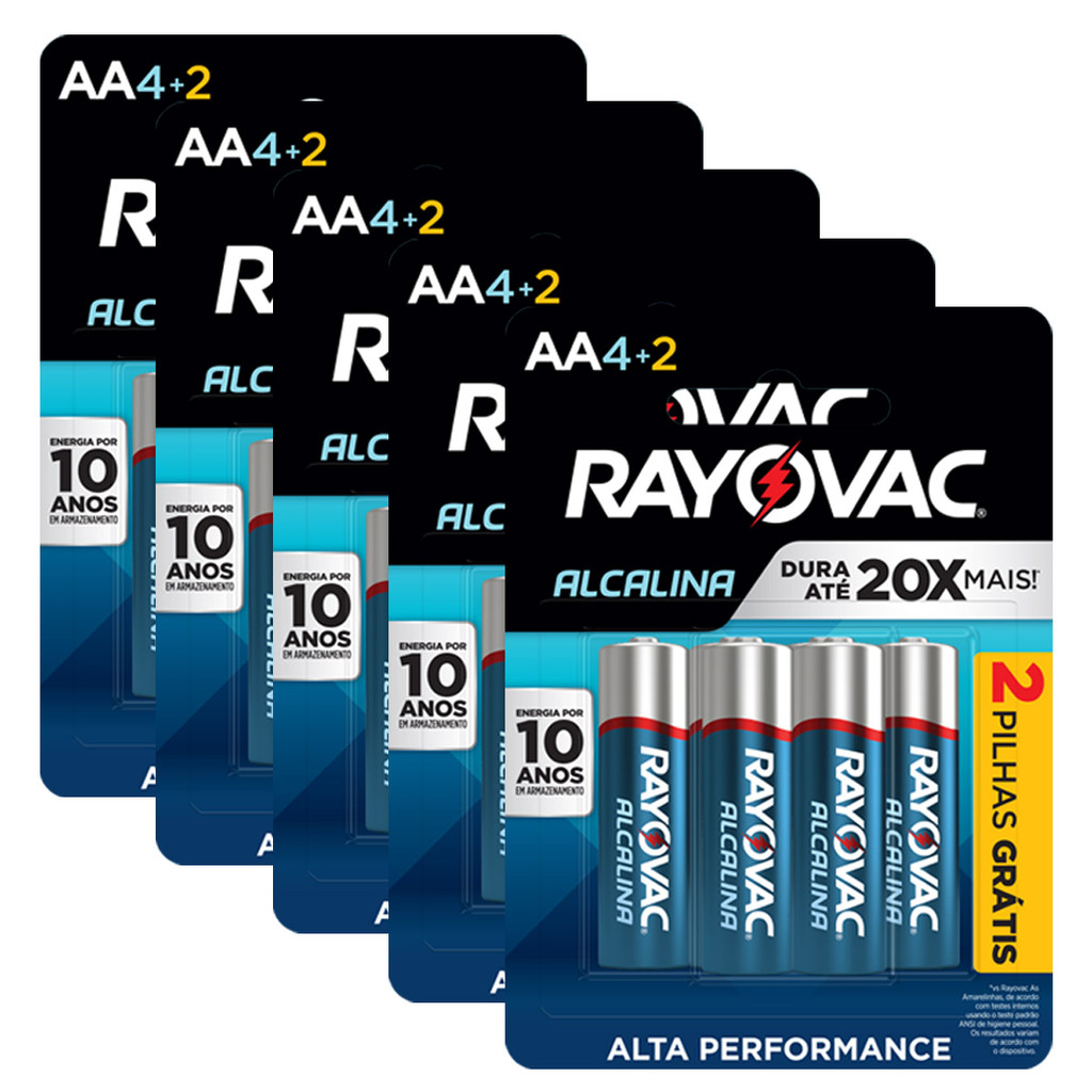Pilha Alcalina AA Rayovac Bateria 2A Pequena kit 30 unidades em Oferta na Shopee