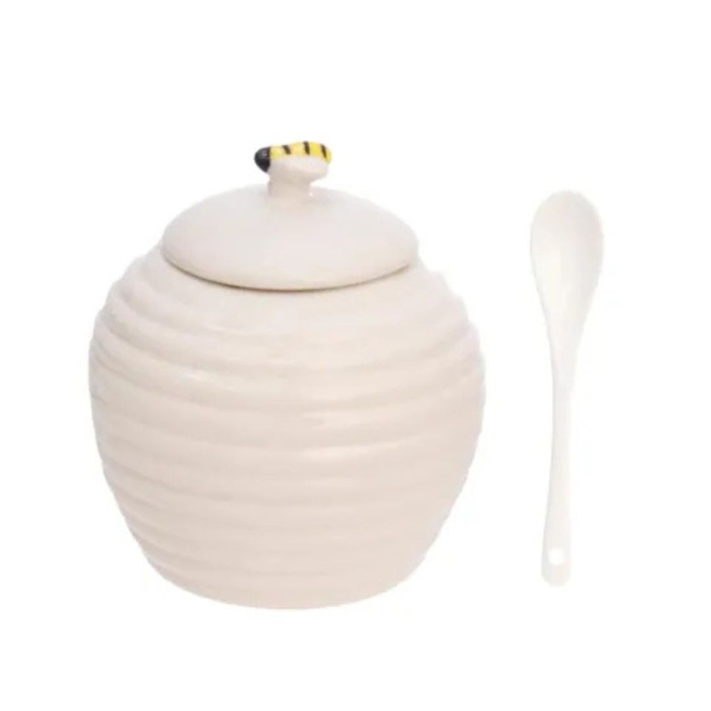 Açucareiro C/ Colher Bee Porcelana - Hauskraft