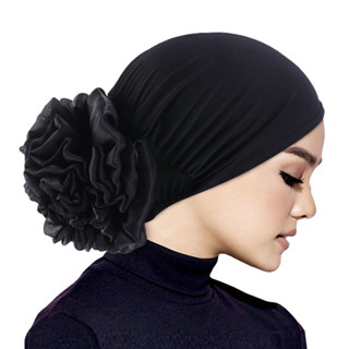 Hijabs Femininos Turbante Grande Flor Pano Elástico Faixas De Cabelo Chapéu Gorro Senhoras Acessórios Muçulmanos em Oferta na Shopee