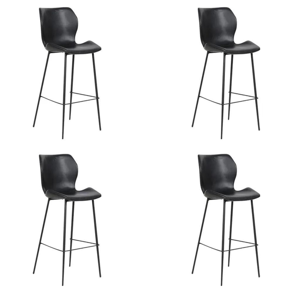 Kit 4 Banquetas Alta com Encosto para Bancada Cozinha Penha R02 Sintético Preto - Mpozenato
