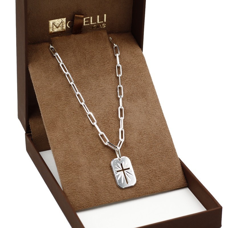 Corrente de prata 925 Cartier classica 60cm Pingente Placa em Oferta na Shopee