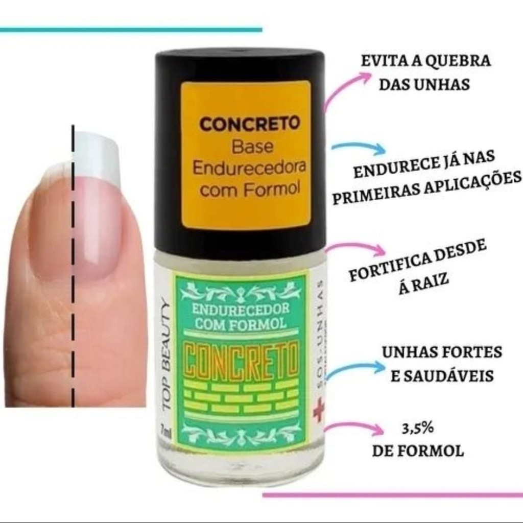 BASE CONCRETO PARA FORTALECER AS UNHAS NA PRIMEIRA APLICAÇÃO  7ML TOP BEAUTY