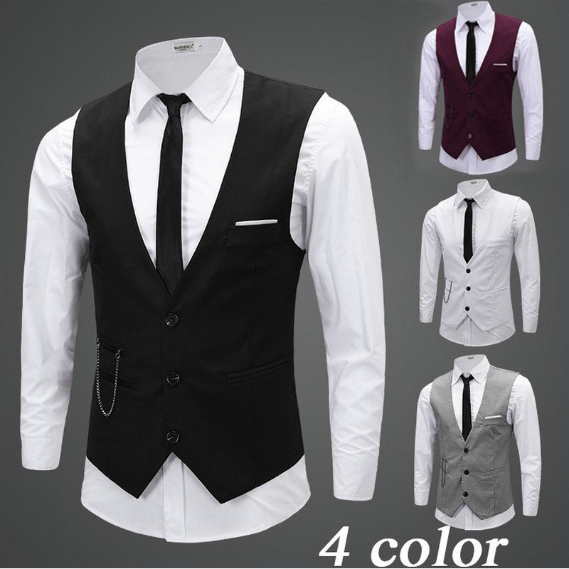 Colete Falso De Dois Homens Slim Fit Masculino Elegante Xadrez De Negócios