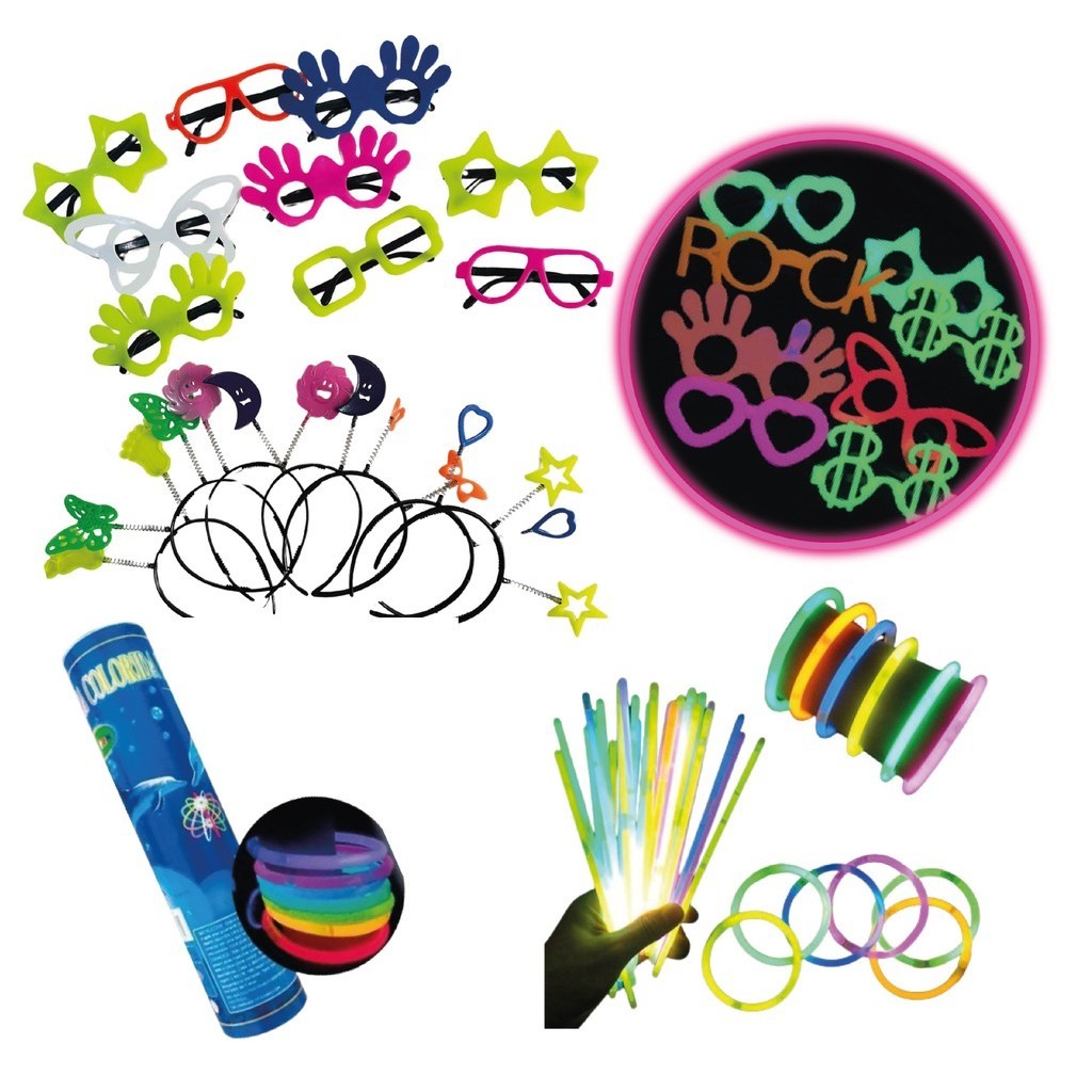 kit balada festa neon c/ 70 peças casamento pulseira óculos