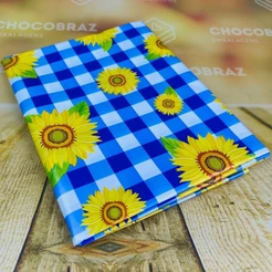 10~50 TOALHAS P/ FESTA JUNINA XADREZ GIRASSOL AZUL 78x78 INOVE (CHOCO)