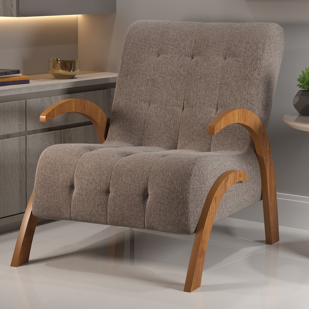 Poltrona do Papai em Linho Pés em MDF Garden em Oferta na Shopee