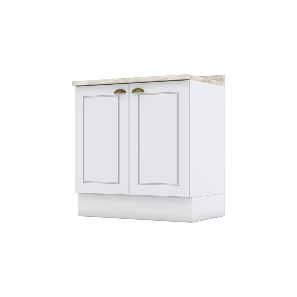 Balcão para Cozinha 2 Portas 80cm com Tampo Para Cooktop Emily Branco HP/Calcare - Home & Living
