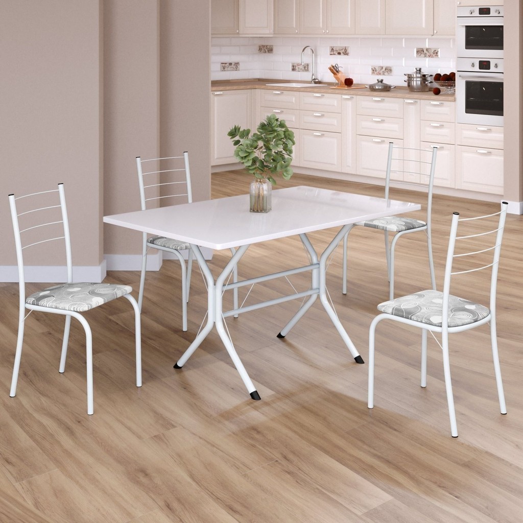 Conjunto Sala de Jantar Mesa Retangular 100x60cm Tampo Madeira Mdp 4 Cadeiras Rio Paraopeba/Branco em Oferta na Shopee