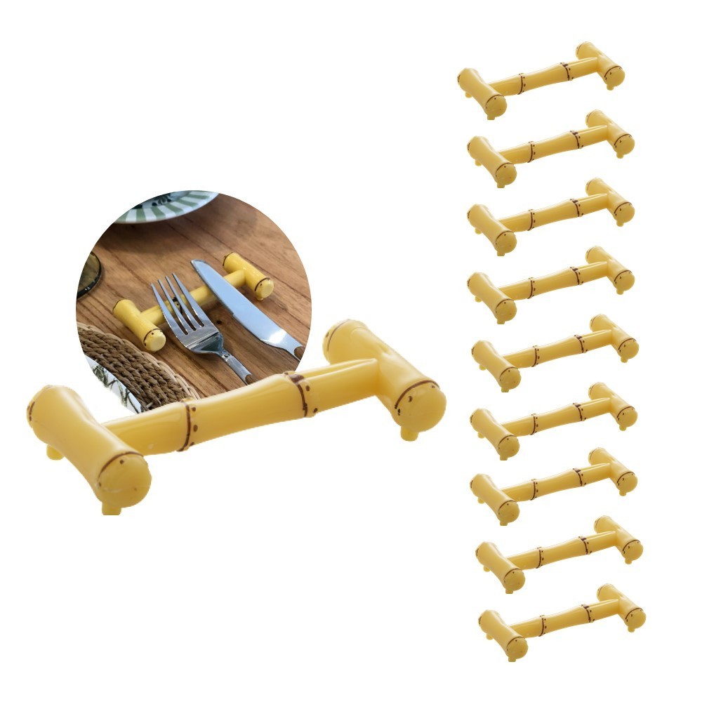 Kit 12 Descanso de Talher Bambu Mesa Plástico Lyor 10,5cm