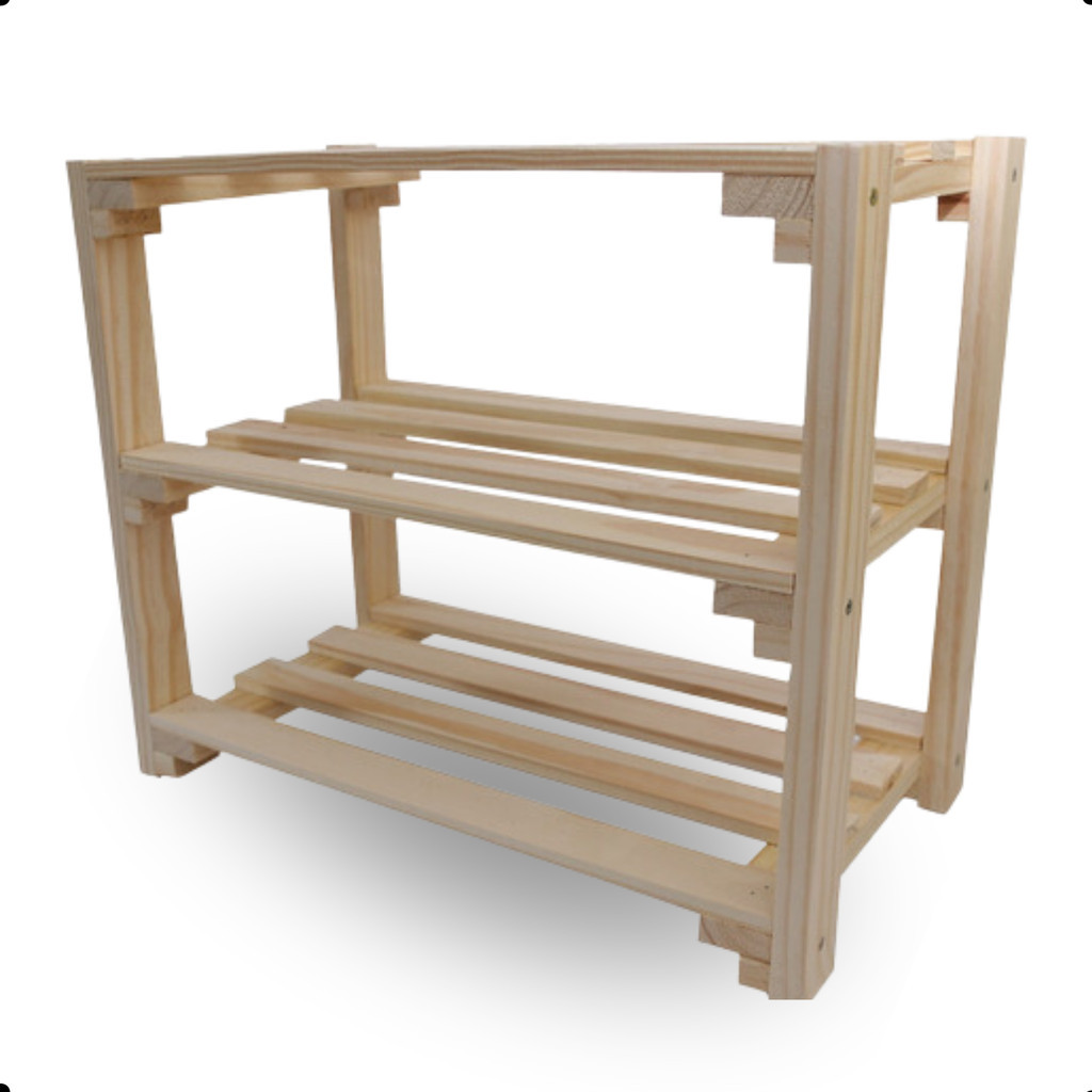 Sapateira Organizadora Madeira Rustica Minimalista Casal 3 Prateleiras Calçados Sapatos Tênis em Oferta na Shopee