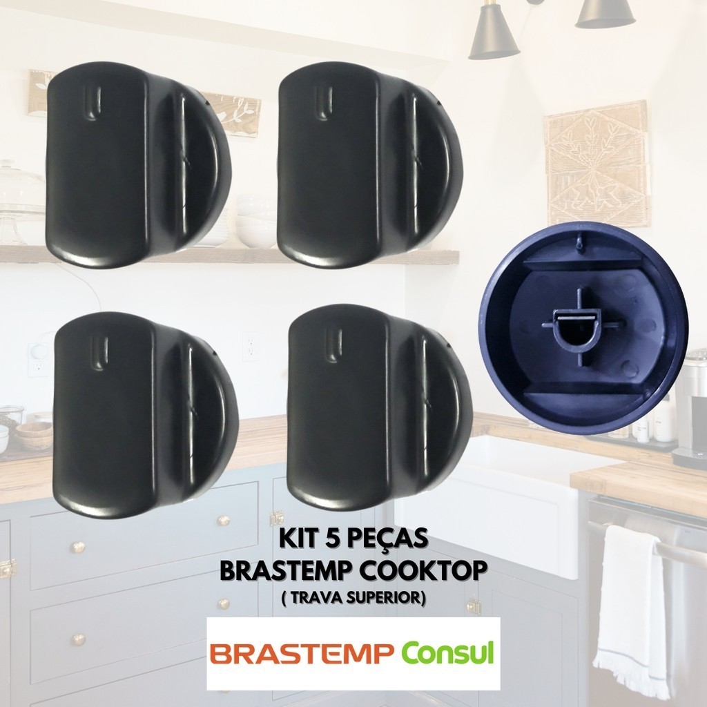 Kit Botão de Fogão Brastemp Ative/CLEAN Cooktop 5 peças
