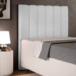 Cabeceira Cama Box Painel Solteiro 100 cm Dália W01 Linho Cinza - Lyam Decor