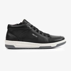 Sapatênis Masculino Couro Ferracini Cano Baixo Esportivo Zíper Lateral Vox Preto 8053-617A
