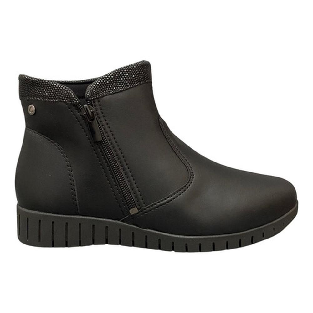 Bota Feminina Anabela Preta Cano Curto Campesi Linha Conforto Grupo Dakota