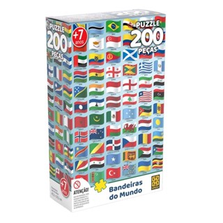 Brinquedo Infantil Quebra-Cabeça Puzzle Bandeiras do Mundo 200 Peças Grow - 04034 em Oferta na Shopee