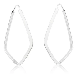 Brinco argola balãozinho fio quadrado prata 925 45mm