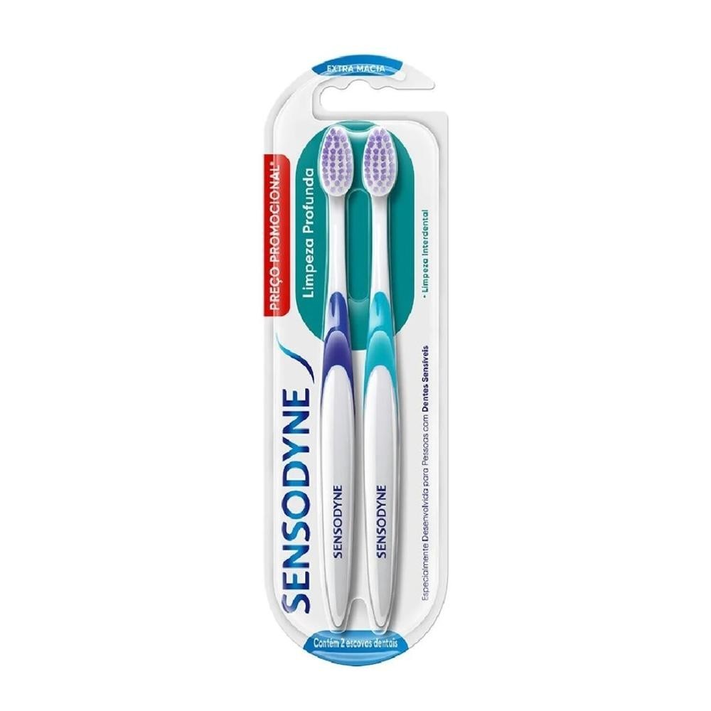 Escova Dental Sensodyne Limpeza Profunda Extra Macia 2 Unidades em Oferta na Shopee