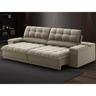 Sofá com Porta Copos e Carregador USB Ret Rec Luke 2,10m Veludocristal Fendi - NETSOFAS em Oferta na Shopee