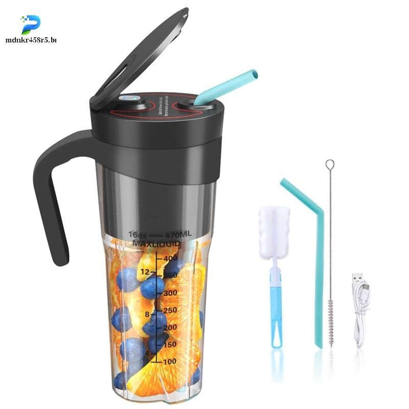 Liquidificador Pessoal Portátil Para Shakes E Smoothies Com 6 Lâminas USB Cabo Recarregável De Tampa De Palha mdnkr458r5 . br