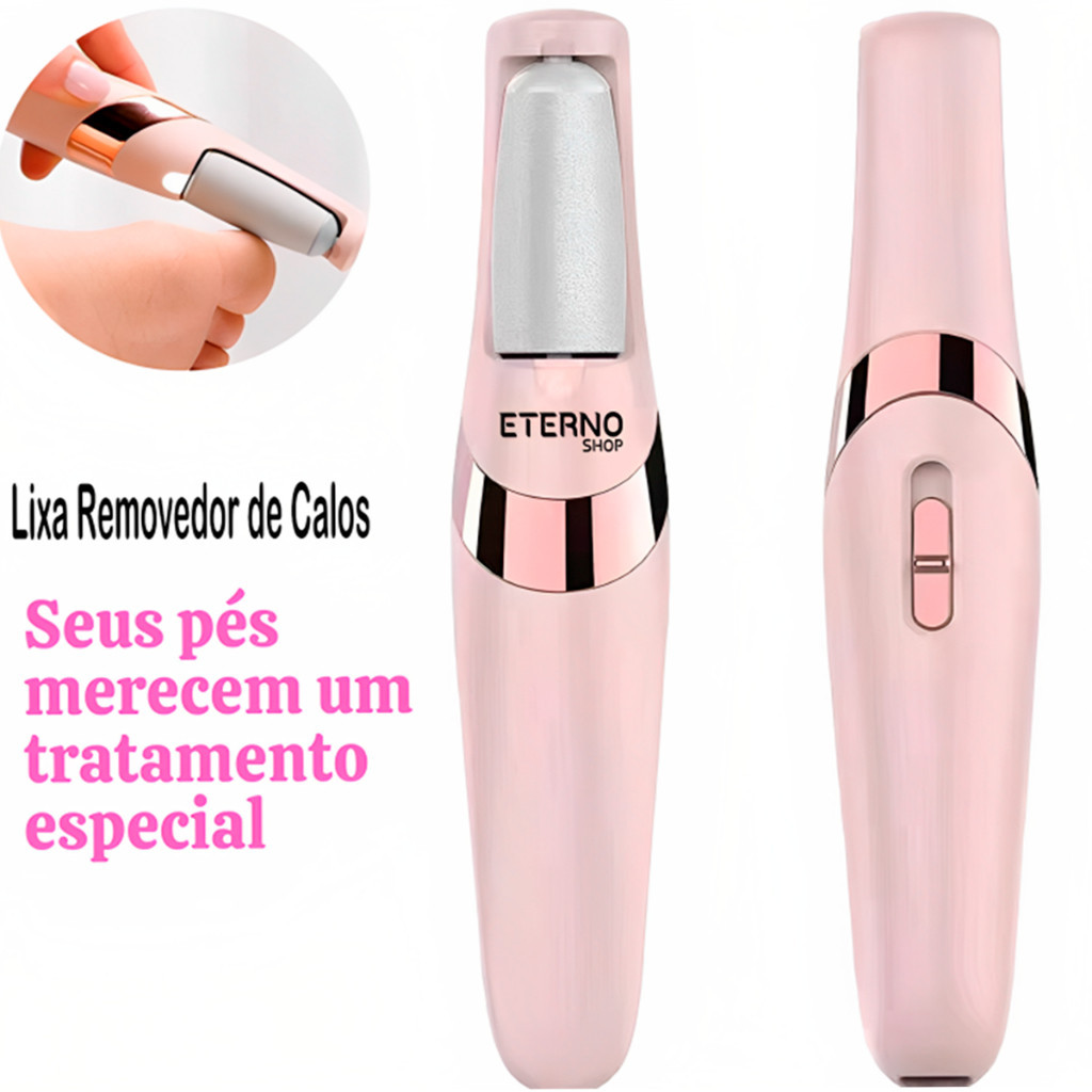 Lixador de Pé Elétrico - Esfoliador Tira Calos Pedicure Portátil Marisa Lixa Elimina Calo Usb Pilha