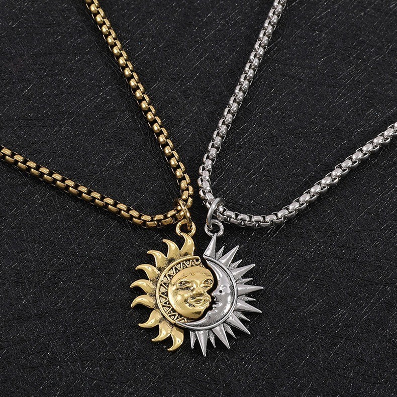 Pingente Colares De Assimetria De Sol E Lua Para Homens Simplicidade Mulheres Conjunto De Jóias De Casal Acessórios