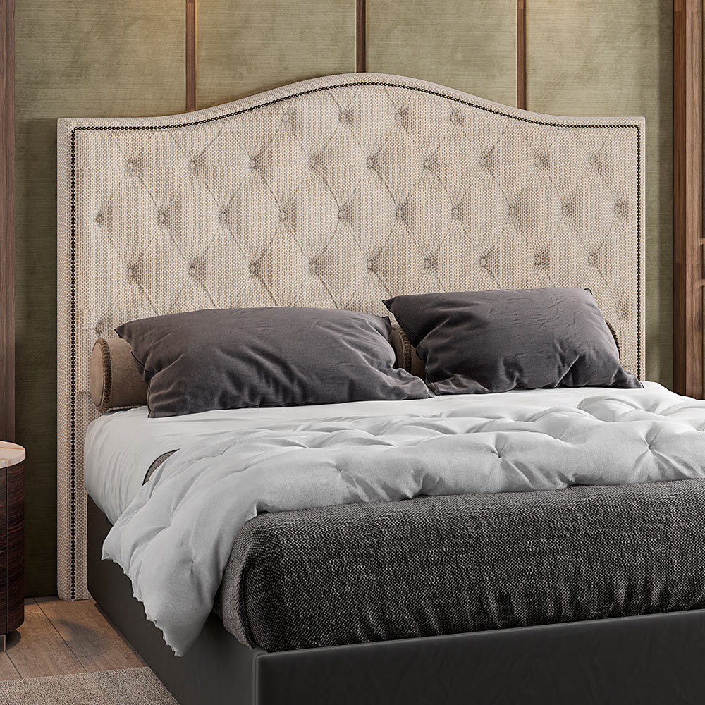 Cabeceira Cama Box Casal 140 cm P05 Grécia Linho Creme - Lyam Decor