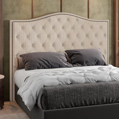 Cabeceira Cama Box Casal 140 cm P05 Grécia Linho Creme - Lyam Decor