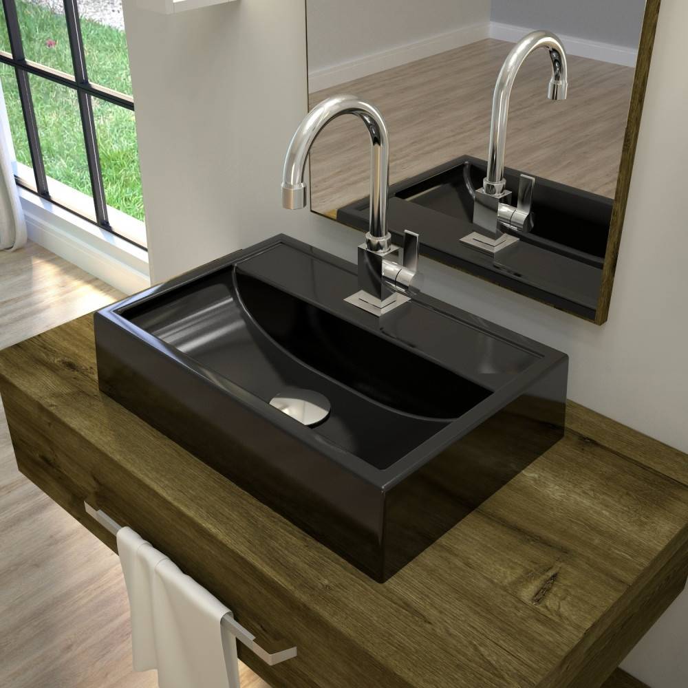 Cuba de Apoio Retangular Para Banheiro Lavabo C01 Q450 Preto - Lyam Decor em Oferta na Shopee