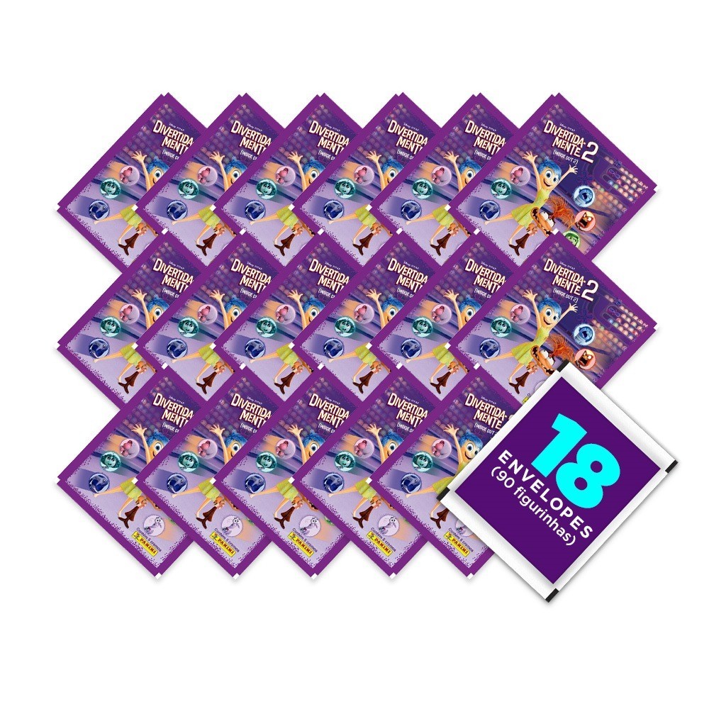 Divertida Mente 2 - Contém 18 Envelopes (90 Figurinhas) - Divertidamente Disney Pixar Oficial Panini