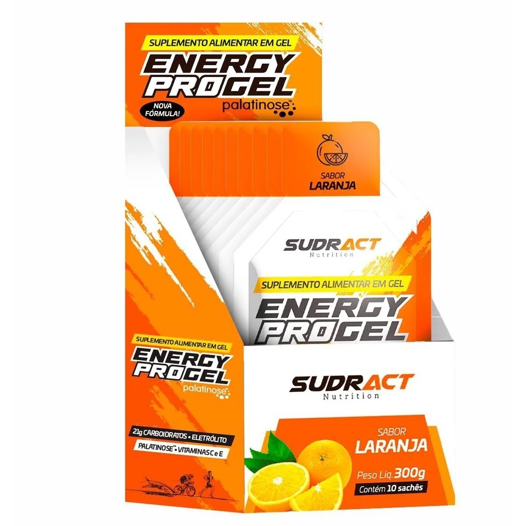 Suplemento Energético Energy Pro Gel 10 Sachês 30g Sabor Laranja Sudract