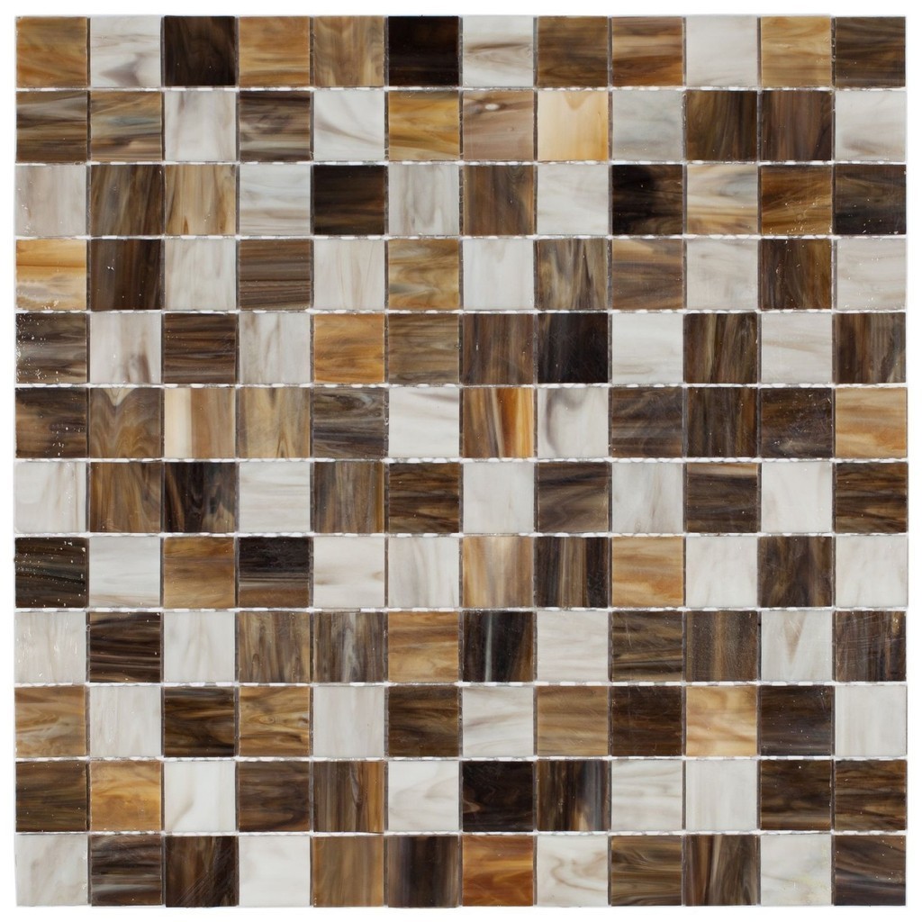 Pastilha de Vidro Caravaggio de 30cm X 30cm Rende  Glass Mosaic Marrom/Bege/Branco