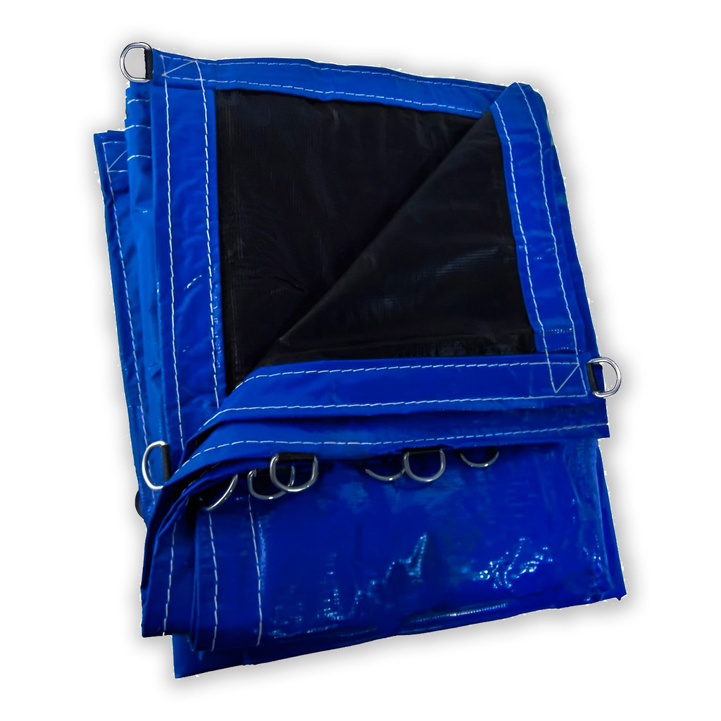 Lona Para Caminhão 100% Poliester Azul/Preto Locomotiva Com Argola - 8,5x3