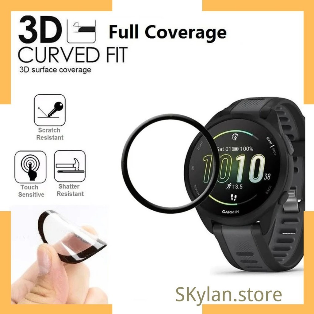 Película 3D protetor de tela compativel para Smartwatch Garmin Forerunner 165 Composto De material F165