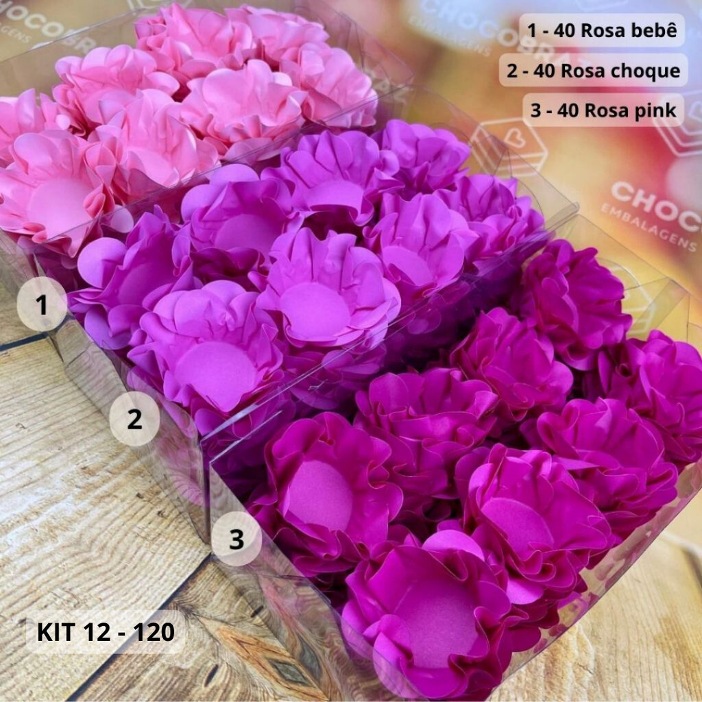 KIT 120 Forminhas Para Doces Finos R BEBE + R CHOQUE + PINK em Oferta na Shopee