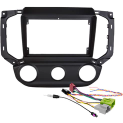 Kit Moldura Painel 9 Pol S-10 Ar Analógico 2016 2017 A 2020 2021 2022 2023 2024 2 Din Preto Chicote Som Plug Antena